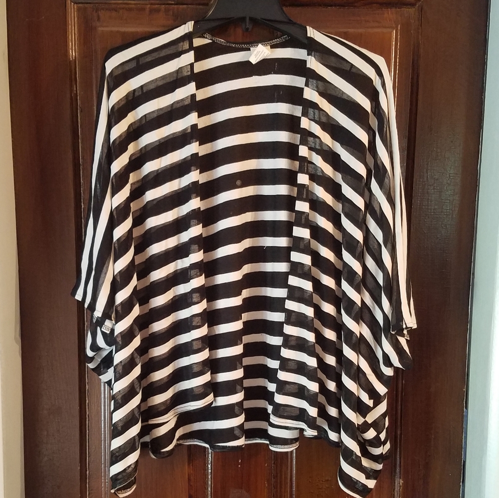 Black and white striped shawl